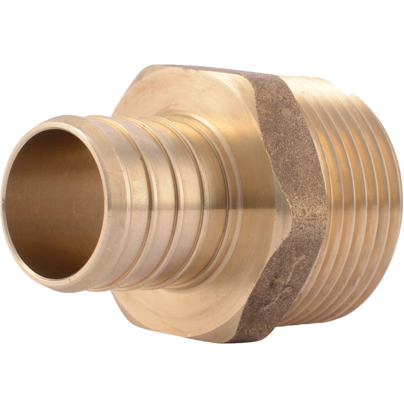 SharkBite 1 Inch Crimp MNPT Male Adapter, Brass Plumbing Fitting, PEX Pipe, Copper, UC140LFA - Image 1